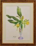 「柚子と枇杷の花」　F6