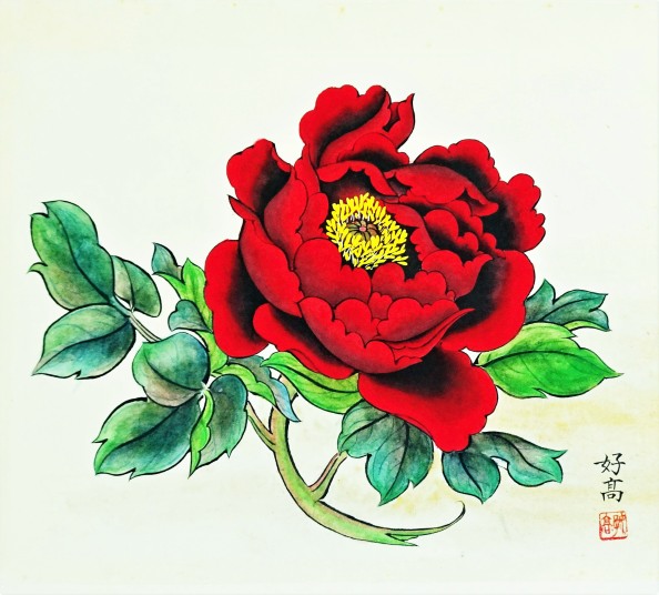 「牡丹　富貴」　墨彩画　（第6回）　松尾好高