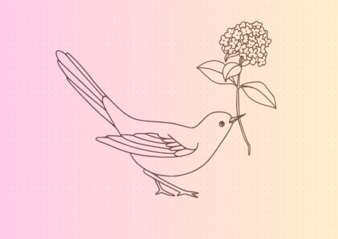 68 「鳥と花」　香城 由里