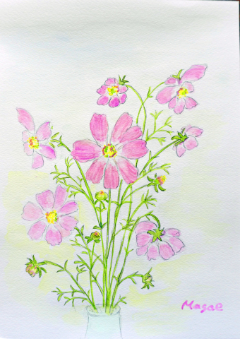 94 「コスモスの花束」A4　千代田正枝
